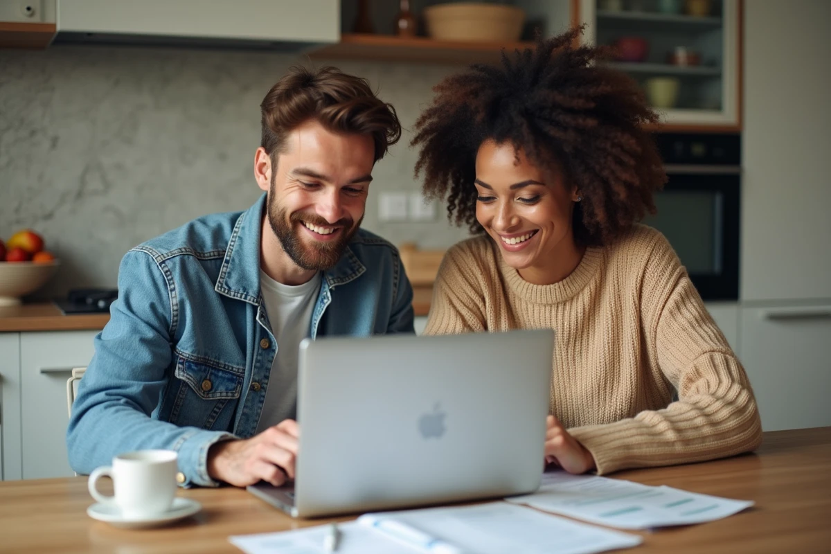 Couple planifiant leur budget et leurs investissements pour faire face à l'inflation
