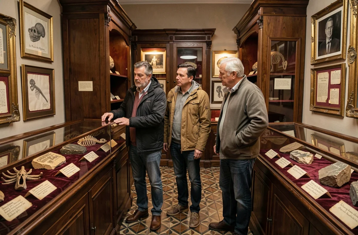 Visiteurs inspectant des artefacts énigmatiques au Musée des Mystères à Marmande